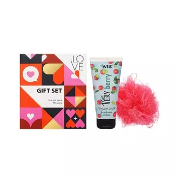 Женский подарочный набор ( гель для душа WEIS Very berry 200мл + мочалка - шар для тела Aqua Joy )