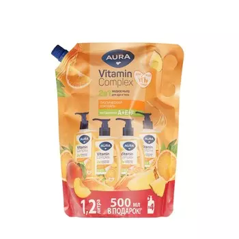 Жидкое мыло для рук и тела Aura Vitamin Complex Тропический коктейль 1200мл