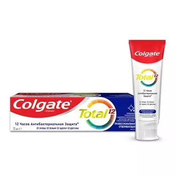 Зубная паста Colgate total Активная защита " профессиональная отбеливающая " с цинком и аргинином 75мл