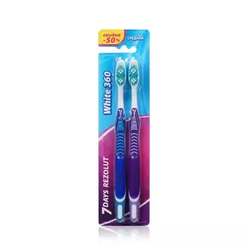 Зубная щетка 7 days Rezolut " White 360 " средняя Синий + Фиолетовый