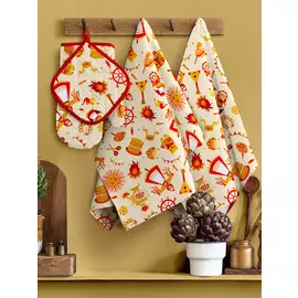 Кухонный комплект (полотенца 2 шт., прихватка, прихватка-рукавица) "Масленица"