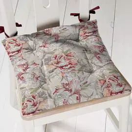 Подушка на стул с тафтингом квадратная "Душистый пион"