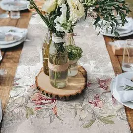 Скатерть-дорожка рогожка "Душистый пион"