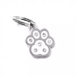 Адресник My Family Chic со стразами в форме лапки (Белый)