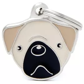 Адресник My Family Friends Мопс (2,5 х 2,5 см, Серый)