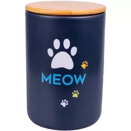 Бокс КерамикАрт MEOW керамический черный для хранения корма для кошек (3800 мл, Черный)