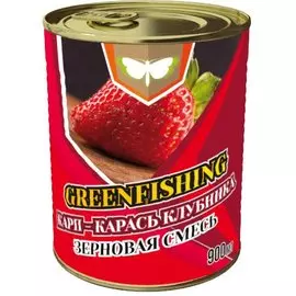 Добавка GreenFishing (GF) Зерновой микс для ловли карпа и карася (0,43 л, Клубника)