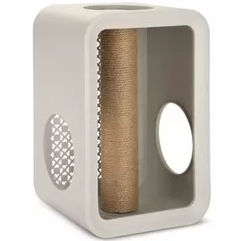 Дом-Куб Beeztees с когтеточкой для кошек (49x29x33 см, Светло-серый)