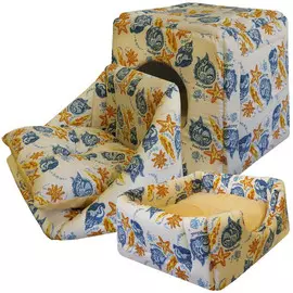 Дом-куб транформер Zooexpress "Ривьера" для животных (42 х 42 х 40 см, Бежевый)