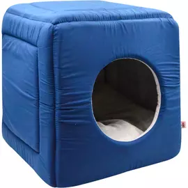 Дом куб-трансформер Zooexpress темно-синий поплин для кошек и собак (50 х 50 х 48 см, Темно-синий)
