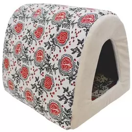 Дом туннель Zooexpress лен + мебельная ткань для животных (40 х 34 х 34 см, Бежевый)