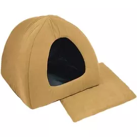 Домик Дарэлл ФАНЗА-Бархат мягкий с подушкой охра для животных (42 х 42 х 35 см, Коричневый)