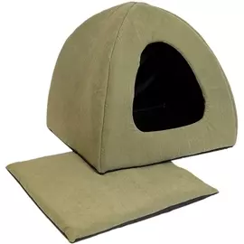 Домик Дарэлл ФАНЗА-Бархат мягкий с подушкой зеленый для животных (42 х 42 х 35 см, Зеленый)