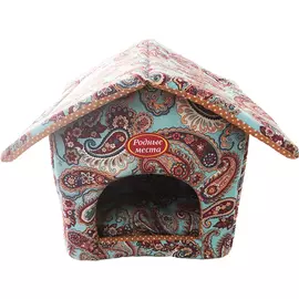 Домик-теремок Родные места №1 для собак и кошек (32 х 33 х 36 см, Золотой огурец)