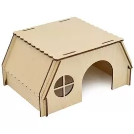 Домик Zooexpress с плоской резной крышей для грызунов (20 х 15 х 10 см)