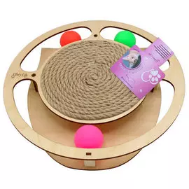 Игровой комплекс Glory Life Круг с шариками c когтеточкой из каната для кошек (32 х 28 х 3,6 см)