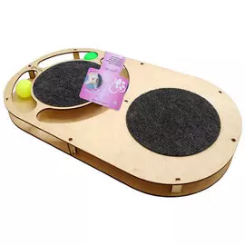 Игровой комплекс Glory Life Овал с шариками с площадкой из ковра c когтеточкой из ковра для кошек (49 х 27 х 3,6 см)