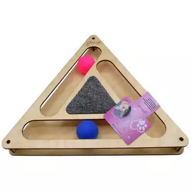 Игровой комплекс Glory Life Треугольник с шариками c когтеточкой из ковра для кошек (32 х 28 х 3,6 см)
