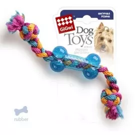 Игрушка GiGwi 75252 Косточка маленькая на веревке для собак (26 см)
