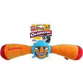 Игрушка GiGwi 75441 Gladiator Гладиатор в резиновом шлеме - палка с пищалкой, оранжевый для собак (41 см)