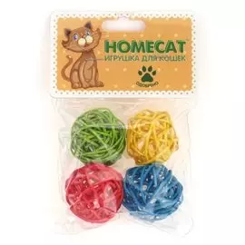Игрушка Homecat Мячи из ротанга с колокольчиком для кошек (Ø 4,5 см, 4 шт, )
