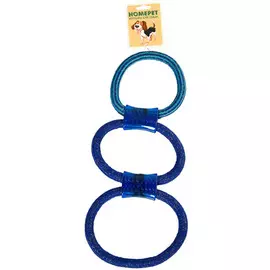 Игрушка Homepet Seaside TPR тяни-толкай из каната сине-голубой для собак (38 см, Синий)
