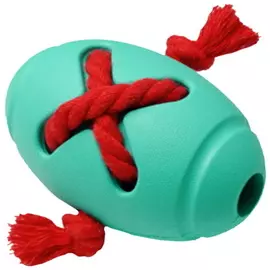 Игрушка Homepet Silver Series мяч регби с канатом бирюзовый для собак (Ø 8 x 12,7 см, Бирюзовый)