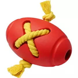 Игрушка Homepet Silver Series мяч регби с канатом красный для собак (Ø 8 x 12,7 см, Красный)