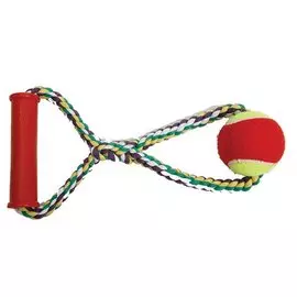 Игрушка Каскад Канат с теннисным мячом с пластиковой ручкой для собак (50см, В Ассортименте)