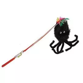 Игрушка Каскад Удочка с пауком для кошек (30 см, Черный)