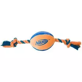 Игрушка Nerf Мяч плюшевый с веревками для собак (37,5 см, Синий с оранжевым синий с желтым)