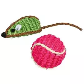Игрушки мышка и мячик Trixie для кошки (5 см/ø 4 см, Цвета в ассортименте)