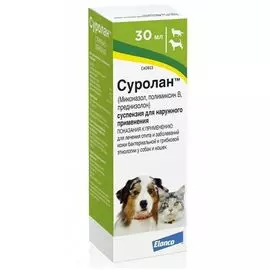 Капли Elanсo Суролан для лечения отитов и дерматитов у собак и кошек 30 мл (30 мл)