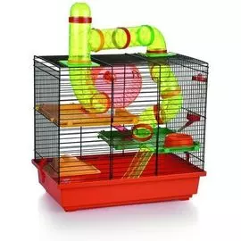 Клетка Beeztees Rocky с игровым комплексом для грызунов (Д 43 х Ш 28 х В 38.5 см, Черно-красная)