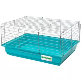 Клетка Homepet №1 бирюзовый-хром для кроликов, хорьков и морских свинок (Д 58 х Ш 40 х В 30 см, Голубой)