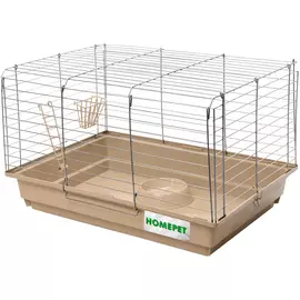 Клетка Homepet №2 бежевый-хром для кроликов, хорьков и морских свинок (Д 58 х Ш 40 х В 38 см, Бежевый)