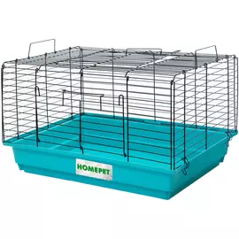 Клетка Homepet №2 бирюзово-черная для кроликов, хорьков и морских свинок (Д 58 х Ш 40 х В 36 см, Голубой)