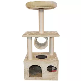 Когтеточка-комплекс Pet Choice с домиком бежевая для кошек (50 x 35 х 116 см, Бежевый)