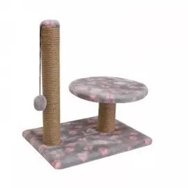 Когтеточка Zooexpress Лапки Столбик с полкой мех (35 х 45 х 52 см, в ассортименте)