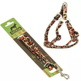 Комплект Каскад Поводок и шлейка нейлон леопард для кошек (120 см + 10 мм x 20/40 см, Леопард)