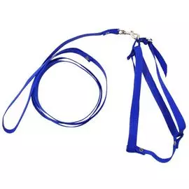 Комплект Zooexpress поводок+шлейка капроновый синий до 45 см для кошек (45 см, Синий)