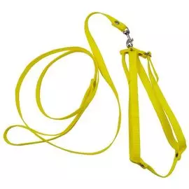 Комплект Zooexpress поводок+шлейка капроновый желтый до 45 см для кошек (45 см, Желтый)