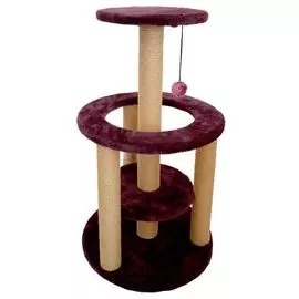 Комплекс Zooexpress круглый с полкой, меховой однотонный для кошек (50 х 50 х 93 см, В ассортименте)