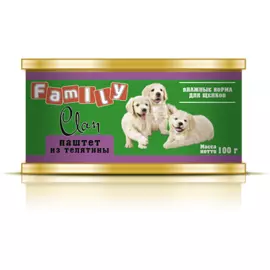 Консервы Clan Family паштет из телятины для щенков (100 г, Телятина)