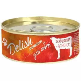 Консервы Delish premium для собак (100 г, Говядина и ягненок)