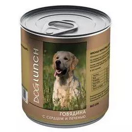 Консервы Dog Lunch Говядина с сердцем и печенью в желе для собак (410 г, Говядина с сердцем и печенью)