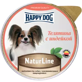 Консервы Happy Dog Natur Line паштет с телятиной и индейкой для собак мелких пород (125 г, Телятина и индейка)