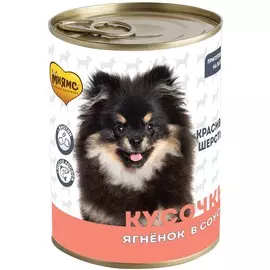 Консервы Мнямс Красивая шерсть кусочки в соусе с ягненком для собак (400 г)