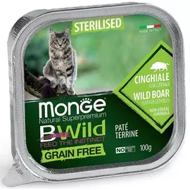 Консервы Monge Cat Bwild Grain free из кабана с овощами для кошек (100 г, Свинина)