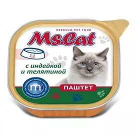 Консервы Ms. Cat паштет с Индейкой и телятиной для кошек (100 г, Индейка и телятина)